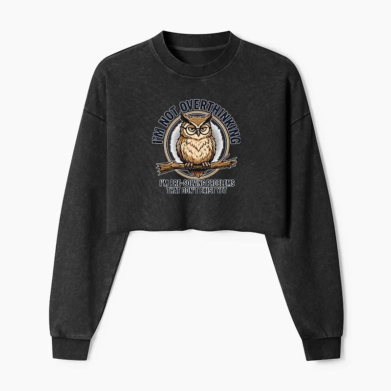Tokyo-Tiger Overthink Master Owl Washed Crop Sweatshirt
