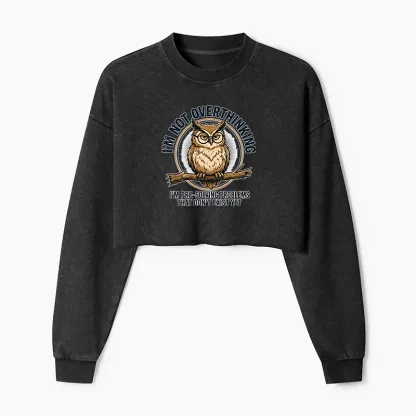 Tokyo-Tiger Overthink Master Owl Washed Crop Sweatshirt
