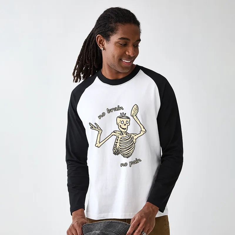 Tokyo-Tiger Skeletons Feel No Pain Raglan Long Sleeve T-shirt
