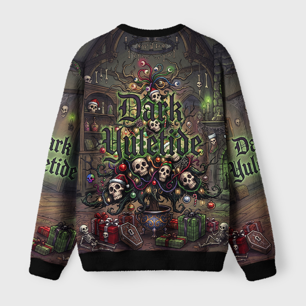 Tokyo-Tiger Dark Yuletide Fuzzy Christmas Ugly Sweatshirt