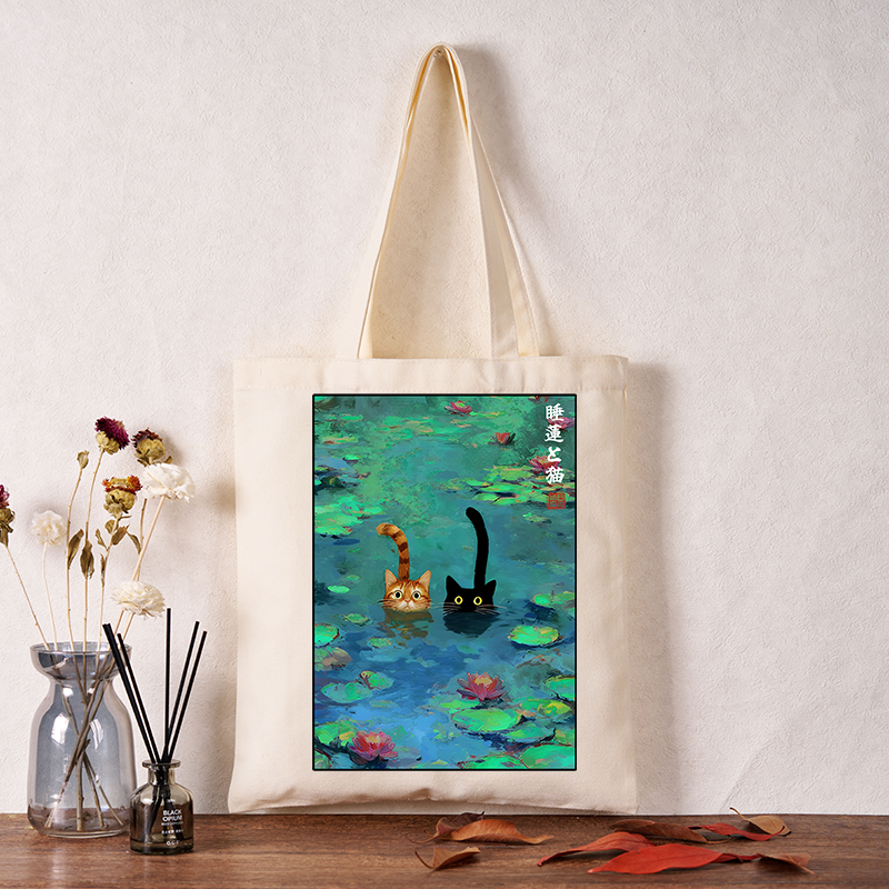 Tokyo-Tiger Funny Cats Swimming In Lilies Tote Bag