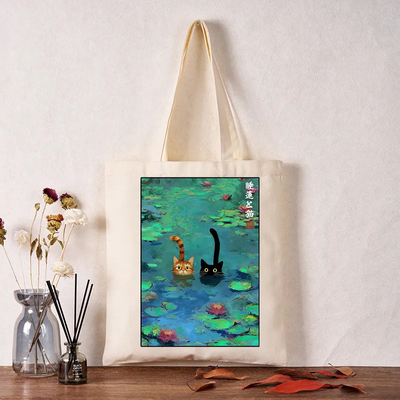 Tokyo-Tiger Funny Cats Swimming In Lilies Tote Bag