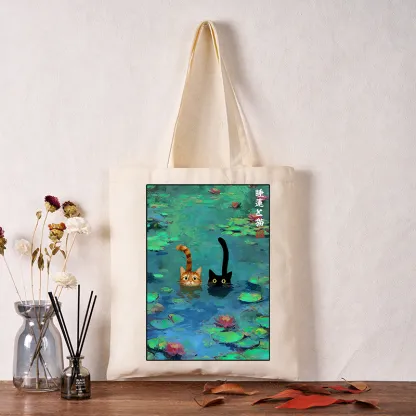 Tokyo-Tiger Funny Cats Swimming In Lilies Tote Bag