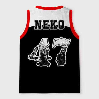 Tokyo-Tiger Black Cat Samurai Vibe Mesh Tank Top