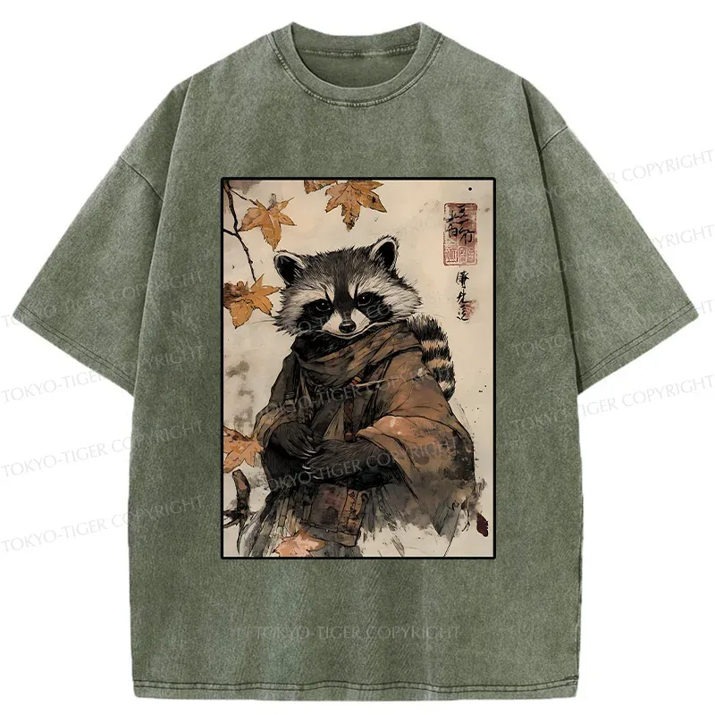 Tokyo-Tiger Raccoon Ninja Washed T-Shirt