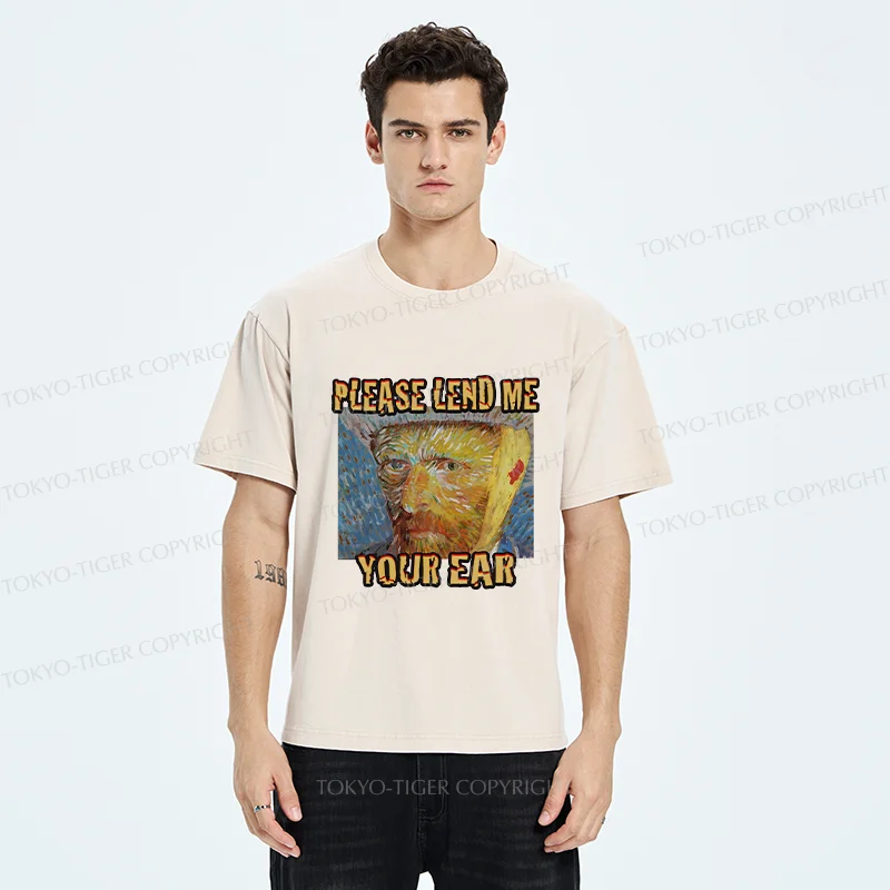 Tokyo-Tiger Van Gogh Funny Washed T-Shirt