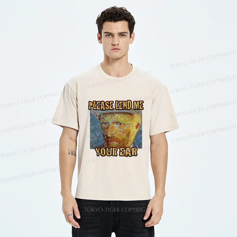 Tokyo-Tiger Van Gogh Funny Washed T-Shirt