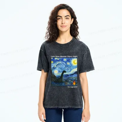 Tokyo-Tiger Loch Ness Monster Under The Stars Washed T-Shirt