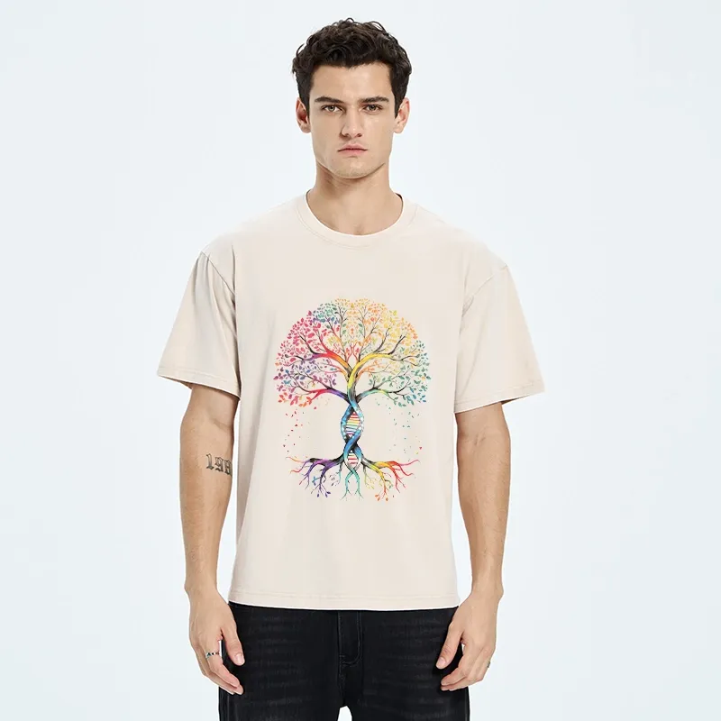 Tokyo-Tiger Watercolor Pride Tree Artwork Washed T-Shirt