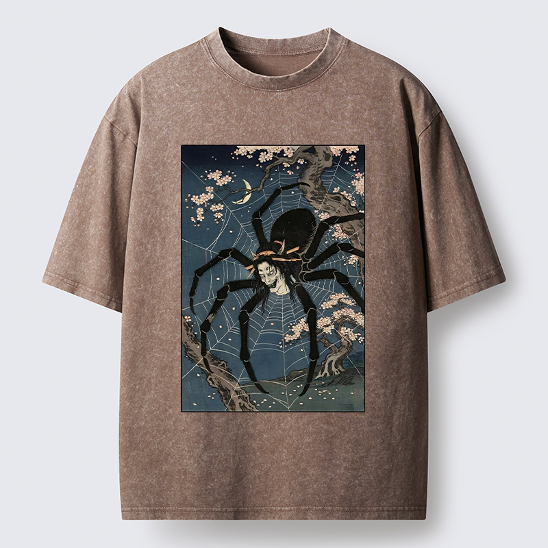 Tokyo-Tiger Vintage Spider Ghost Art Washed T-Shirt