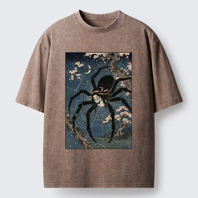 Tokyo-Tiger Vintage Spider Ghost Art Washed T-Shirt