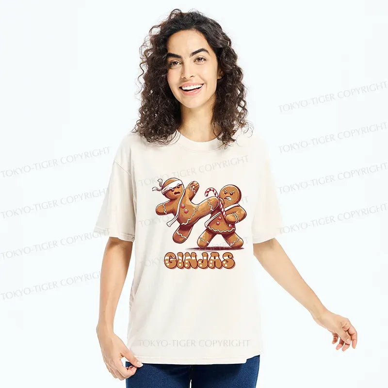 Tokyo-Tiger Gingerbread Man Karate Washed T-Shirt