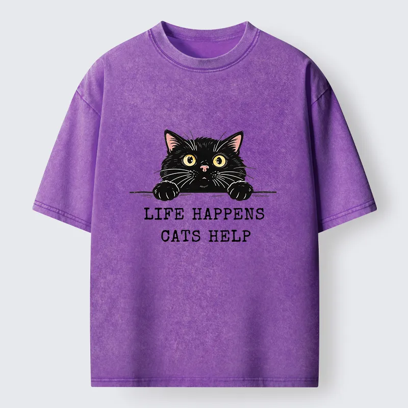 Tokyo-Tiger Cat Brings Solace To Life Washed T-Shirt