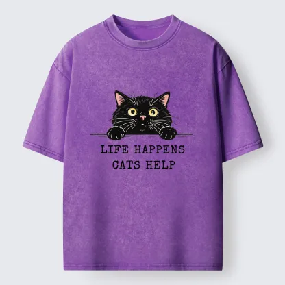 Tokyo-Tiger Cat Brings Solace To Life Washed T-Shirt