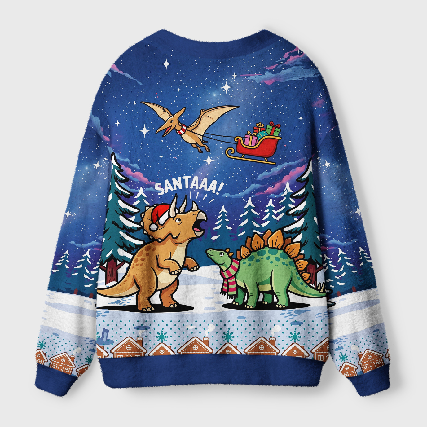 Tokyo-Tiger Cute Dino Christmas Ugly Cardigan Sweater