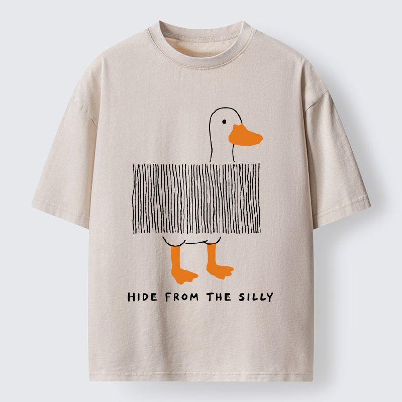 Tokyo-Tiger Funny Hiding Goose Meme Washed T-Shirt