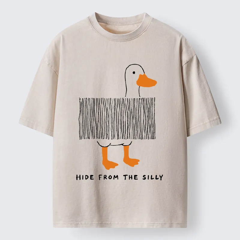 Tokyo‑Tiger Funny Hiding Goose Meme Washed T‑Shirt Sale