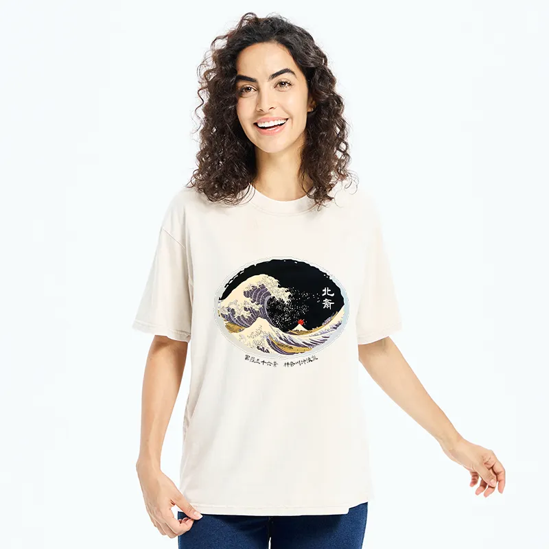 Tokyo-Tiger Katsushika Hokusai Waves Washed T-Shirt