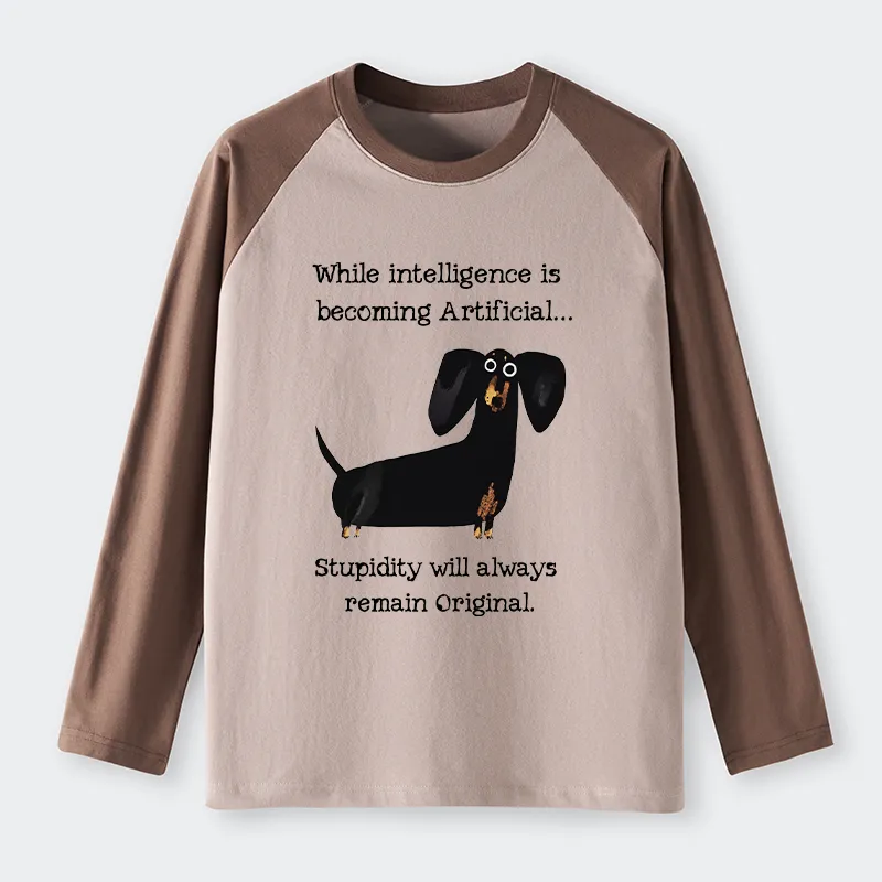 Tokyo-Tiger Dachshund Real Humor Funny Meme Raglan Long Sleeve T-shirt