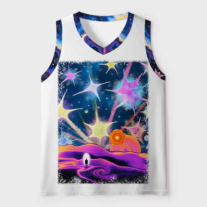 Tokyo-Tiger Stellar Wanderer Cosmic Nebula Mesh Tank Top