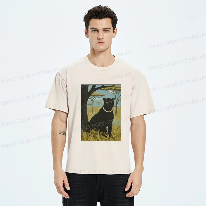 Tokyo-Tiger The Pearl Leopard Of The Savanna Washed T-Shirt