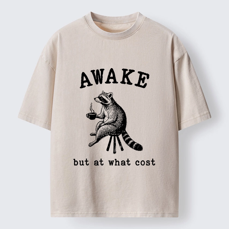 Tokyo‑Tiger Coffee Raccoon Mood Washed T‑Shirt