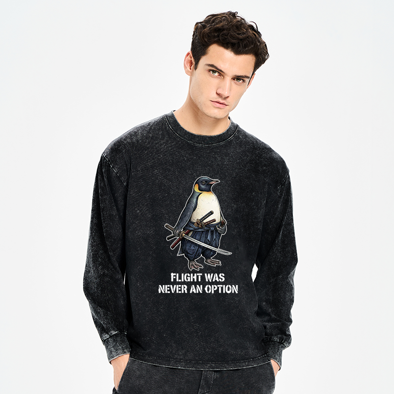 Tokyo-Tiger Funny Warrior Penguin With Sword Meme Washed Long Sleeve T-Shirt