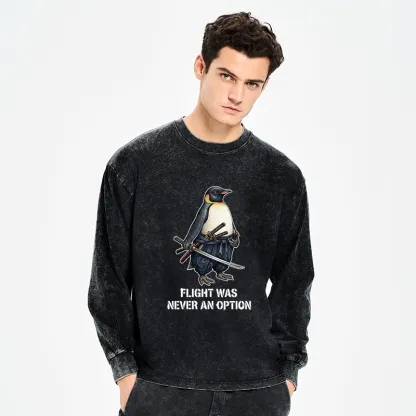 Tokyo-Tiger Funny Warrior Penguin With Sword Meme Washed Long Sleeve T-Shirt