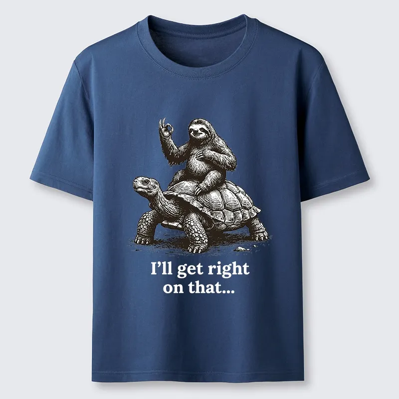 Tokyo-Tiger Sloth On Turtle Slow Friends Funny Meme Classic T-Shirt