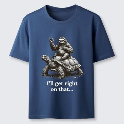Tokyo-Tiger Sloth On Turtle Slow Friends Funny Meme Classic T-Shirt