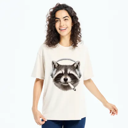 Tokyo-Tiger Raccoon Listening To Music Now Washed T-Shirt