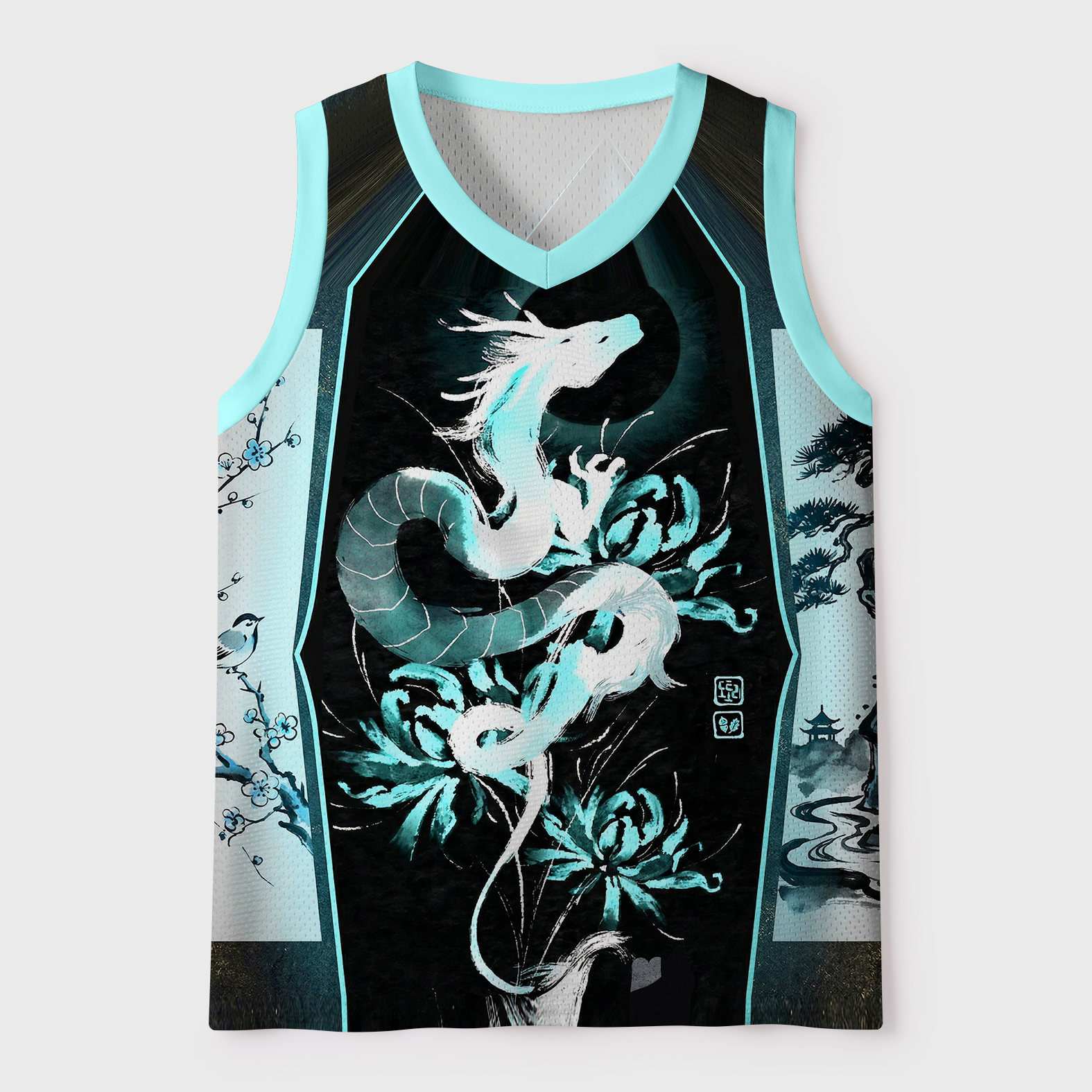 Tokyo-Tiger Lunar Dragon Bloom Mesh Tank Top