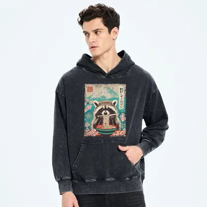 Tokyo-Tiger Please Give Raccoon A Discount Washed Hoodie