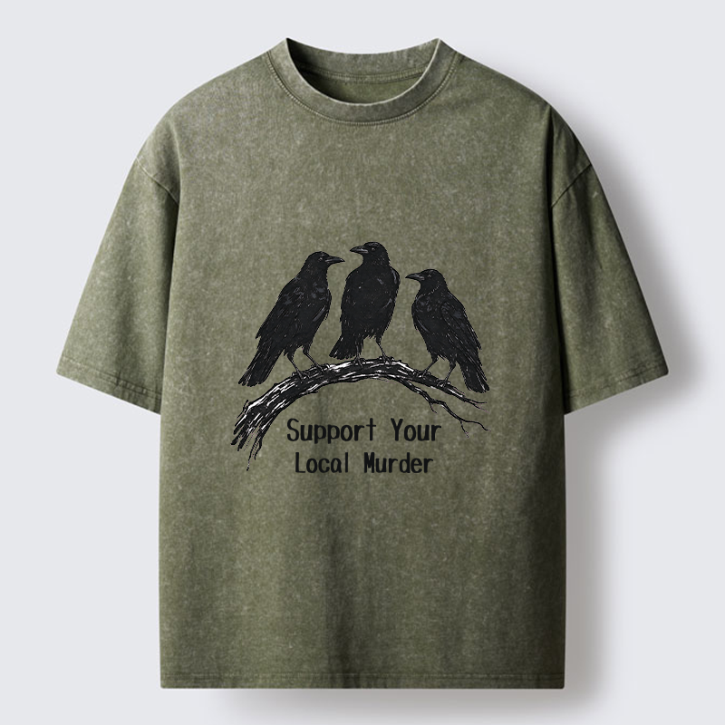 Tokyo-Tiger Crow Group Funny Meme Washed T-Shirt