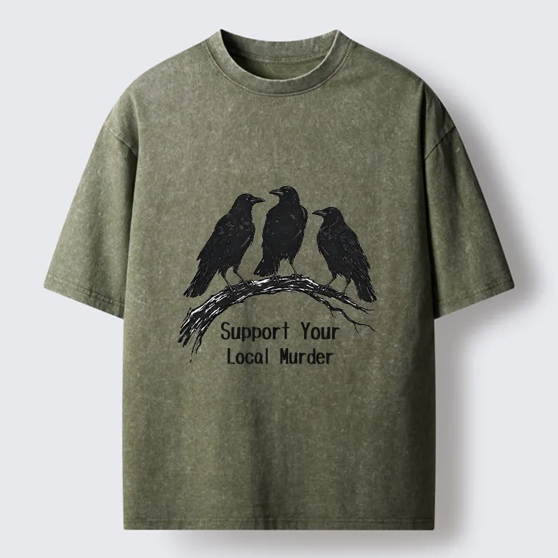 Tokyo-Tiger Crow Group Funny Meme Washed T-Shirt