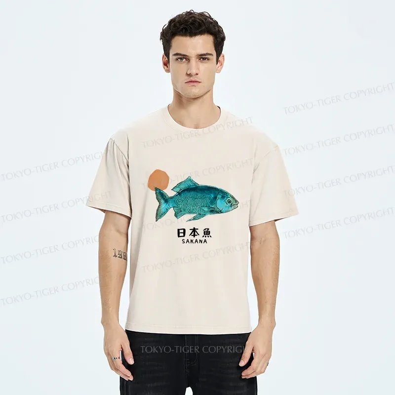 Tokyo-Tiger Japanese Fish Washed T-Shirt