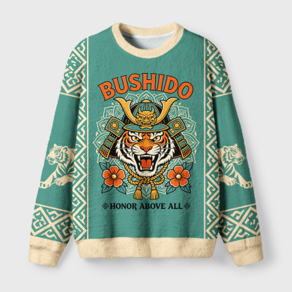Tokyo-Tiger Bushido Tiger Fuzzy Christmas Ugly Sweatshirt