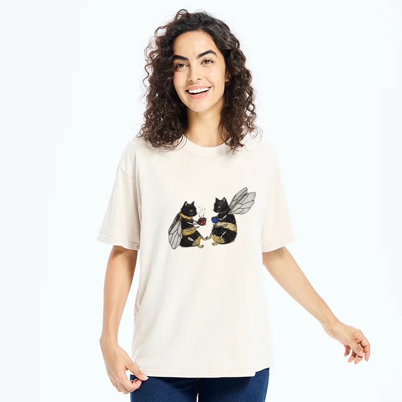 Tokyo-Tiger CatBees' Tea Party Washed T-Shirt