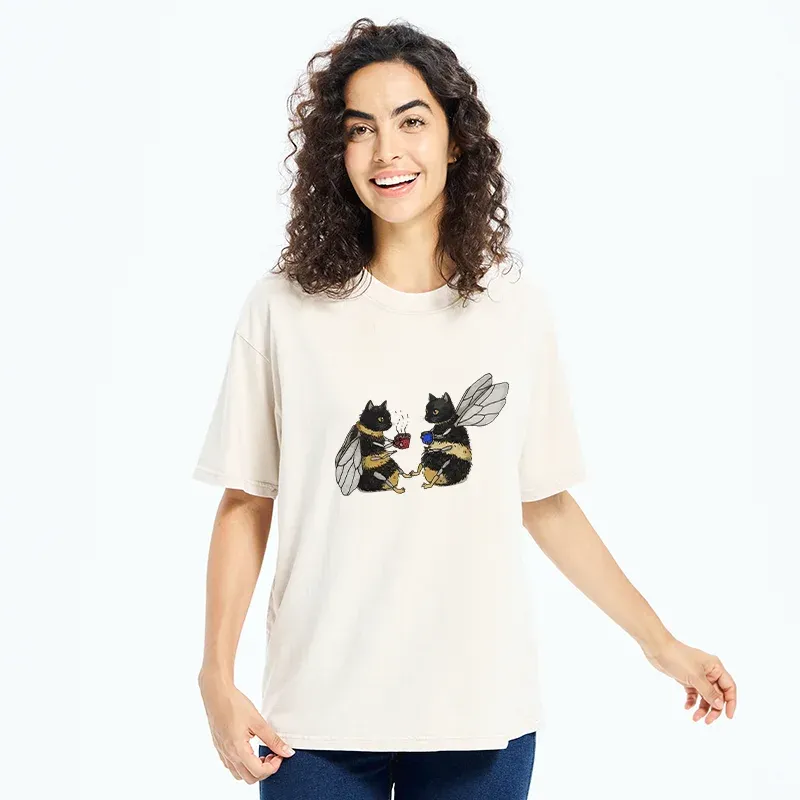 Tokyo-Tiger CatBees' Tea Party Washed T-Shirt