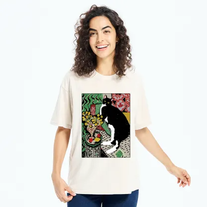Tokyo-Tiger Elegant Tuxedo Cat Washed T-Shirt