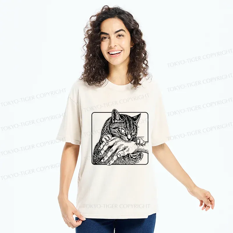 Tokyo-Tiger Vicious Cat Washed T-Shirt