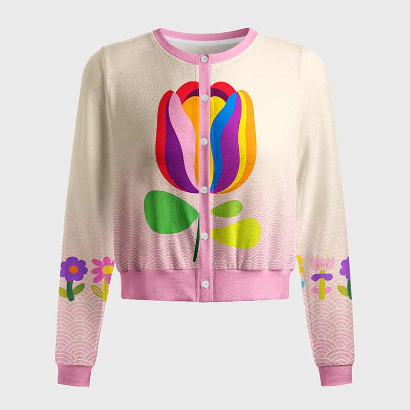 Tokyo-Tiger Rainbow Tulip Bloom Women's Lightweight Cardigan