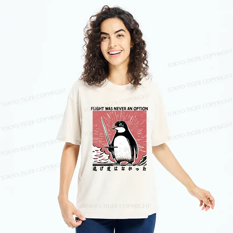 Tokyo-Tiger Fighting Penguin Washed T-Shirt