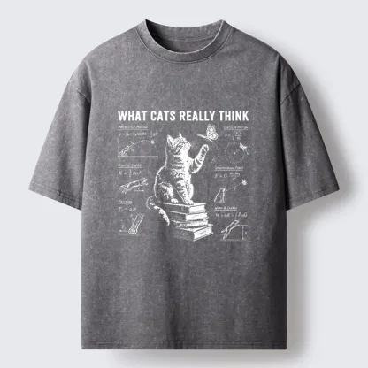 Tokyo-Tiger True Thoughts Of A Cat While Chasing Butterfly Washed T-Shirt