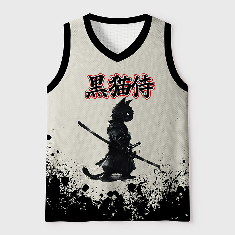 Tokyo-Tiger Cool Samurai Cat Mesh Tank Top