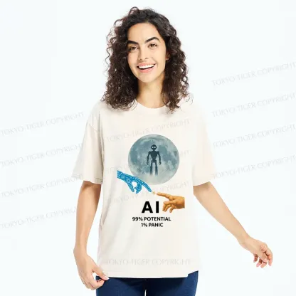 Tokyo-Tiger Future Of Humans And AI Washed T-Shirt