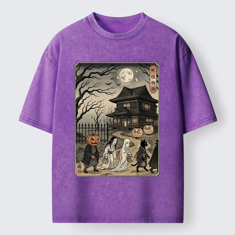 Tokyo-Tiger Vintage Yokai Art Washed T-Shirt