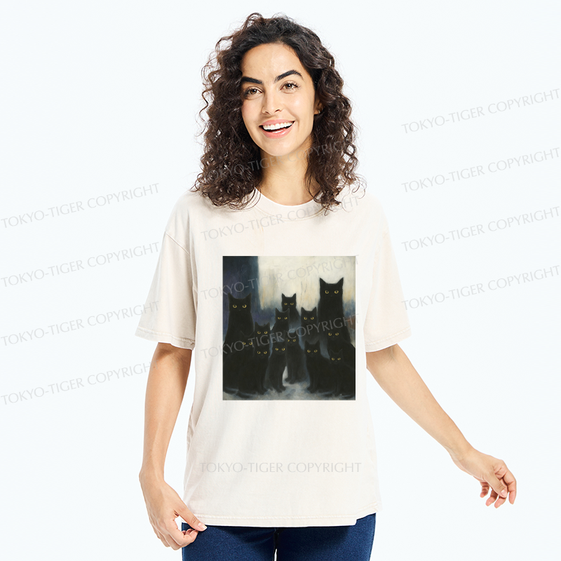 Tokyo-Tiger The Black Cat Watch Washed T-Shirt