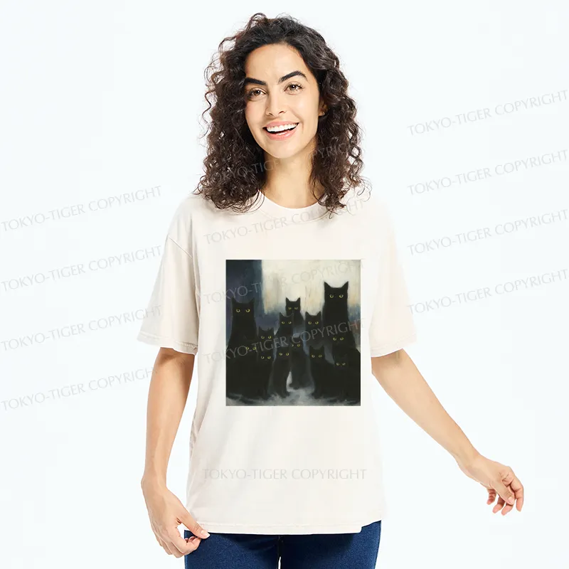 Tokyo-Tiger The Black Cat Watch Washed T-Shirt