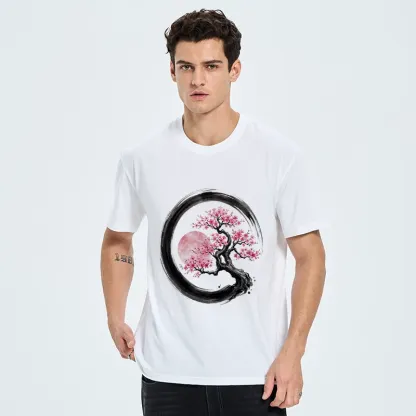 Tokyo-Tiger Zen Sakura Tree With Pink Moon Classic T-Shirt